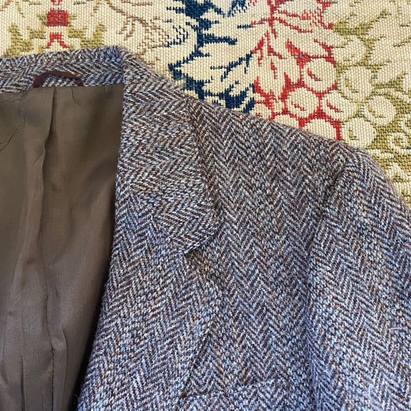 Vintage Harris Tweed Jacket Brown Wool Herringbone Blazer 41 Reg - Picture 3 of 12